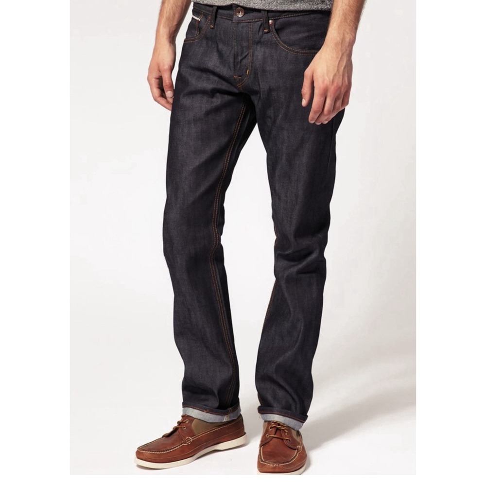 Edwin SEN Skinny Black‎ Japan Selvage Blue Raw State ES505S Size 28 By 33